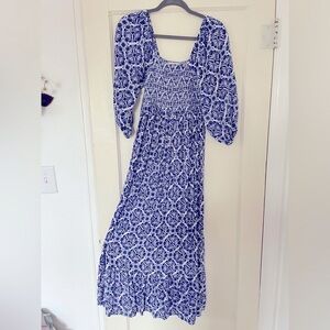 Seraphine Blue and White Maternity Dress